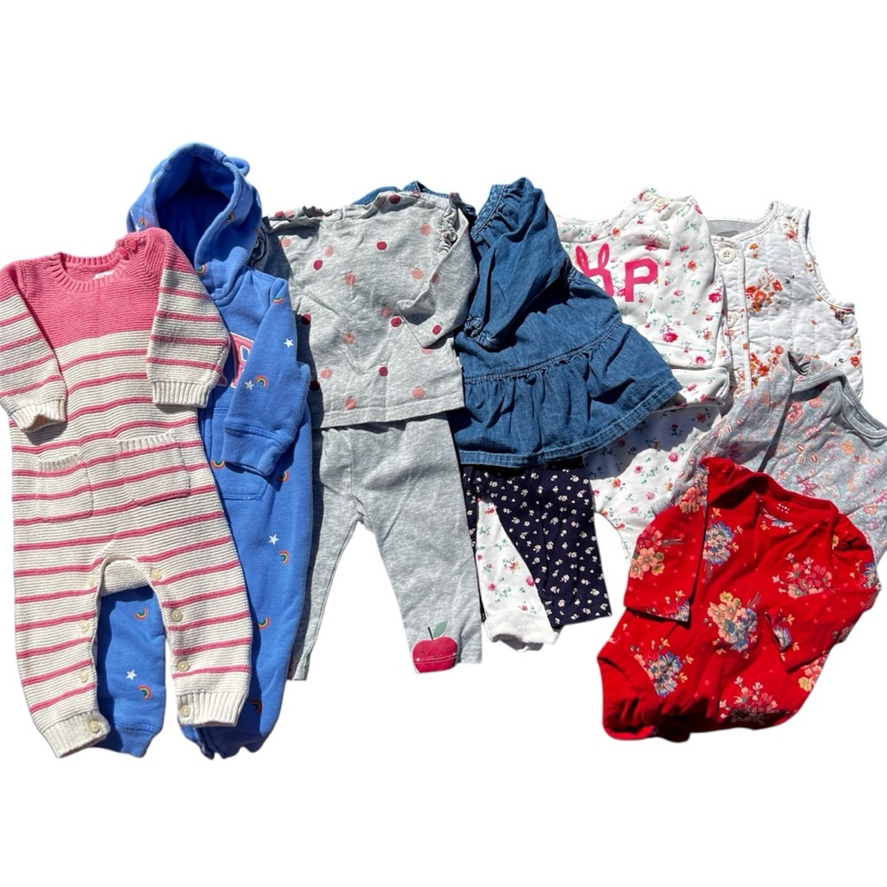 Baby Gap Girls Lot 3-6 Months Outfits Sets Apples Winter Floral Sweater Corduroy